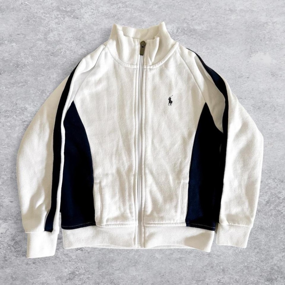 Polo Ralph Lauren Kids White‎ Navy Colorblock Full Zip Track Jacket Size 6X